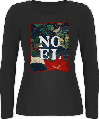 Langarmshirt Damen - Weihnachten Geschenke Christmas Bekleidung - Noel - XXL - Schwarz - Women Shirt Long Sleeves weihnachtsshirt weihnachtsmotiv Langarm Oberteil weihnachtstshirts weihnacht von Shirtracer