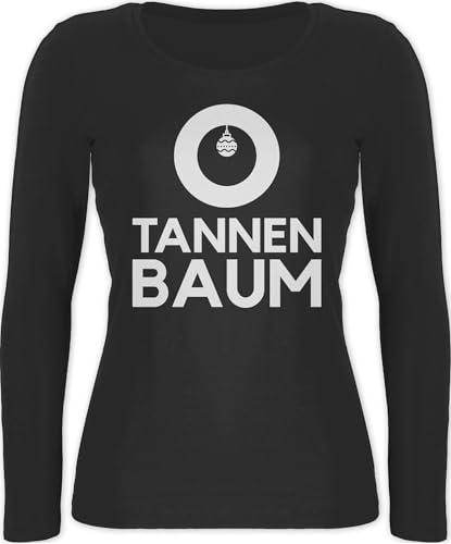 Langarmshirt Damen - Weihnachten Geschenke Christmas Bekleidung - O Tannenbaum - Weiß - XXL - Schwarz - weihnachtsmotiv Baum Oberteil weihnachtsshirt weihnacht Langarm Weihnachts Shirt von Shirtracer