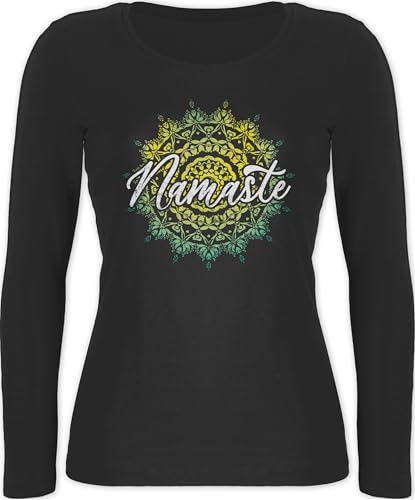 Langarmshirt Damen - Yoga und Wellness Geschenk - Namaste Vintage - XS - Schwarz - Shirt Blume des Lebens Langarm Yoga-Bekleidung Meditation namastee Shirts Oberteil Yoga-Kleidung spirituelle Langarmshirt Damen - Yoga und Wellness Geschenk - Namaste Vintage - XS - Schwarz - Shirt Blume des Lebens Langarm Yoga-Bekleidung Meditation namastee Shirts Oberteil Yoga-Kleidung spirituelle von Shirtracer