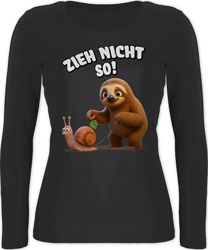 Langarmshirt Damen - Zieh Nicht so Faultier mit Schnecke I Lustiges Geschenk mit witzigen Sprüchen - XS - Schwarz - Sloth Motiv Langarmshirt Damen - Zieh Nicht so Faultier mit Schnecke I Lustiges Geschenk mit witzigen Sprüchen - XS - Schwarz - Sloth Motiv von Shirtracer