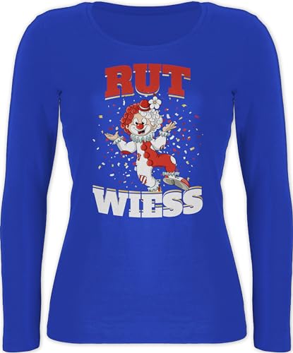 Langarmshirt Damen - & Fasching - Rut un Wiess Clown Karneval Köln Rot Weiss I Fastnacht I Fasnacht I Fasnet - XL - Blau - Oberteil Karnevals t Shirt Faschings weiß Langarm kölner faschingsshirt von Shirtracer