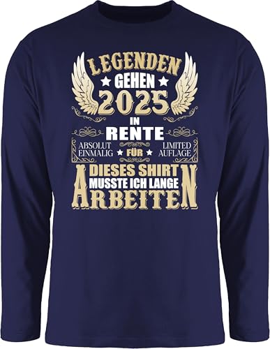 Langarmshirt Herren Langarm - Rentner - Legenden gehen 2025 in Rente Für Dieses Shirt musste ich Lange Arbeiten | Lustiges Renteneintritt T-Shirt Geschenkidee Ruhestand mit Spruch - 3XL - Navy Blau von Shirtracer