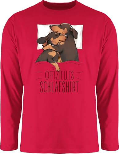 Langarmshirt Herren Langarm - Offizielles Schlafshirt Dackel Geschenk Paar Geschenke Dachshund Geschenke Pärchen I Sausage Dog I Teckel Schlaf Shirt - 3XL - Rot - Partner Valentinstag Paare von Shirtracer