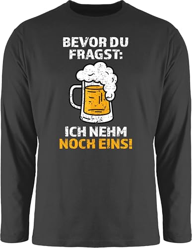 Langarmshirt Herren Langarm - Party & - Bevor du fragst Ich nehm noch eins Bier Geschenk Biertrinker lustig I Bier Sprüche Shirt Vatertag I Biergeschenke I Alkohol I Saufen - 3XL - Schwarz - Sauf von Shirtracer