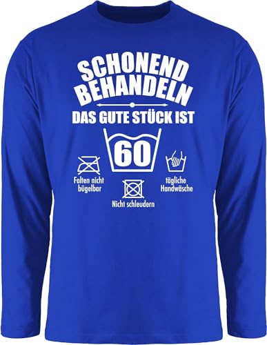 Langarmshirt Herren Langarm Shirt - 60. Geburtstag - Schonend behandeln das Gute stück ist 60 - L - Royalblau - t-Shirt Mann 60.Geburtstag geburtstagsspruch Tshirt Geschenke zum 60-Geburtstag von Shirtracer