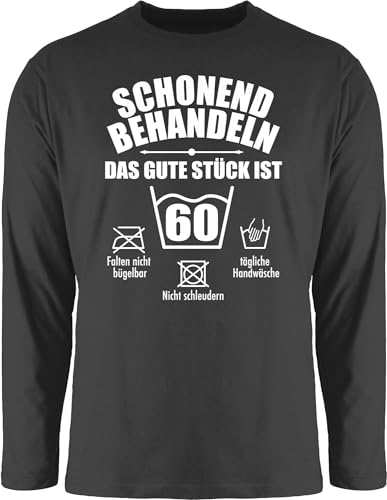 Langarmshirt Herren Langarm Shirt - 60. Geburtstag - Schonend behandeln das Gute stück ist 60 - XXL - Schwarz - t-Shirt Mann 60.Geburtstag geburtstagsspruch Tshirt Geschenke zum 60-Geburtstag von Shirtracer