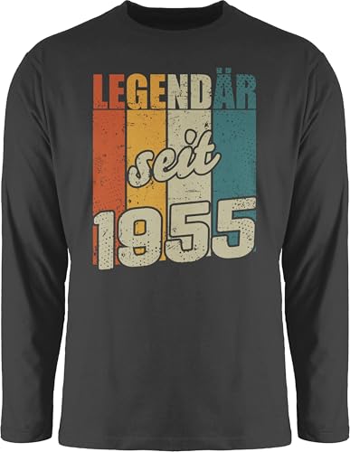 Langarmshirt Herren Langarm Shirt - 70. Geburtstag - Legendär seit 1955 - L - Schwarz - Tshirt zum 70 70.Geburtstag 1954 70er 70ster 70ste 70-er siebzig Jahre te Geburtstagsgeschenke Geschenk er von Shirtracer