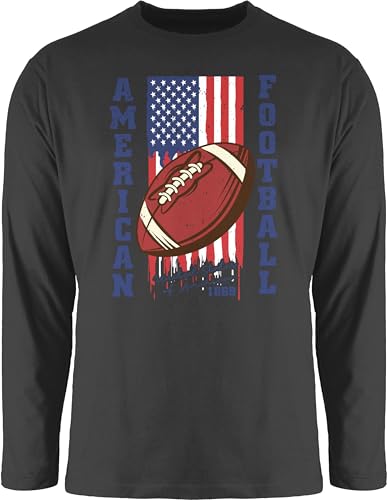 Langarmshirt Herren Langarm Shirt - Deko Superbowl Party - American Football Flagge - blau - M - Schwarz - footballfans Geschenke für Fans von Shirtracer