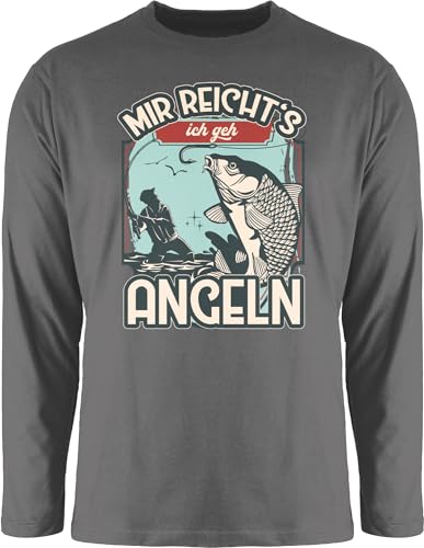 Langarmshirt Herren Langarm Shirt - Angler Geschenke & Zubehör - Mir reicht's ich GEH Angeln - M - Dunkelgrau - Angel gehe Fischerei fischen Fishing Angelsport Fischer Angel- Fisch angelmotiv von Shirtracer