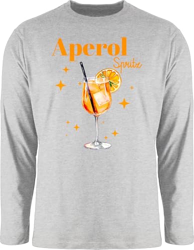 Langarmshirt Herren Langarm Shirt - Karneval & Fasching - Aperol Spritz Kostüm I Aperoli I Aperollin Freundin Spritztour - 3XL - Grau meliert - Tshirt Faschings Oberteile Karnevals Glas Oberteil von Shirtracer