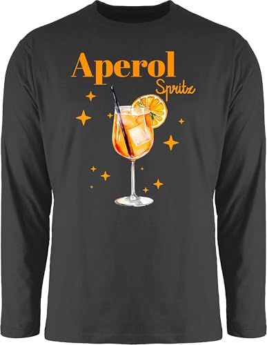 Langarmshirt Herren Langarm Shirt - Karneval & Fasching - Aperol Spritz Kostüm I Aperoli I Aperollin Freundin Spritztour - 3XL - Schwarz - Tshirt Faschings Oberteile Karnevals Glas Oberteil von Shirtracer