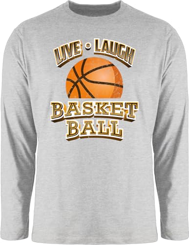 Langarmshirt Herren Langarm Shirt - Trikot Ersatz Training - Live Laugh Basketball Vintage - L - Grau meliert - Basketballer von Shirtracer