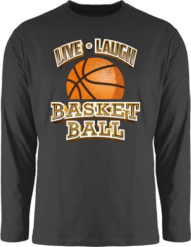 Langarmshirt Herren Langarm Shirt - Trikot Ersatz Training - Live Laugh Basketball Vintage - S - Schwarz - Basketballer basketballspiel von Shirtracer