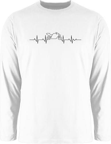 Langarmshirt Herren Langarm Shirt - Biker - Herzschlag Motorrad I - M - Grau meliert - Motorcycle Long Sleeve Bike Langarmshirts Motorrad-Langarmshirt motorad Tshirt t-Shirt Motorbike Shirts von Shirtracer