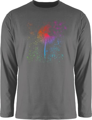 Langarmshirt Herren Langarm Shirt - Blumen & Pflanzen - Regenbogen Pusteblume Geschenk Rainbow Löwenzahn Pride Geschenke LGBTQ I - 3XL - Dunkelgrau - Pflanze Plant Plants Blume Flowers von Shirtracer