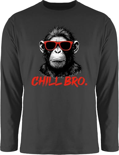 Langarmshirt Herren Langarm Shirt - Chill Bro Cooler AFFE Geschenk Statement lustig I Junge Männer I Zocker Sprüche Teenager Geschenk Gamer I Coole Sprüche Zocken - S - Schwarz von Shirtracer