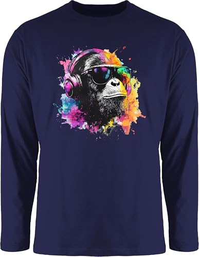 Langarmshirt Herren Langarm Shirt - DJ AFFE cool Monkey Geschenk Festival I Coole Musik Geschenke Gaming I DJ Geschenk Affen - 3XL - Navy Blau - Music von Shirtracer