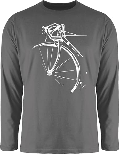 Langarmshirt Herren Langarm Shirt - Bekleidung Radsport - Fahrrad Rennrad - S - Dunkelgrau - für Fahrradfahrer Fahrrad- fahrrädern fahrradbegeisterte fahrradmotiv Rad fahrradfahren von Shirtracer