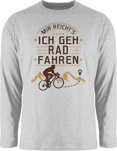 Langarmshirt Herren Langarm Shirt - Eishockey - Mir reicht's Rad Fahren - XXL - Grau meliert - Geschenk MTB t radfahr Fahrradfahrer fahr von Shirtracer