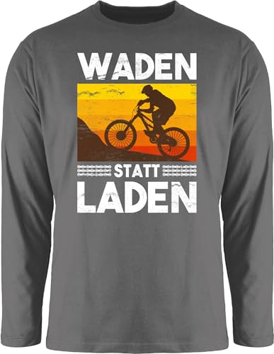 Langarmshirt Herren Langarm Shirt - Fahrrad Bekleidung Radsport - Waden statt Laden Vintage weiß - XL - Dunkelgrau - Geschenke für Radfahrer Geschenk Radfahren Motiven sprüche Fahren von Shirtracer