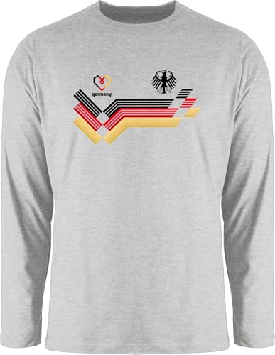 Langarmshirt Herren Langarm Shirt - Fußball EM WM - Deutschland Germany Adler Schwarz Rot Gold - XL - Grau meliert - Trikot Langarm,Shirt em24 Europameisterschaft German Tshirt Fanartikel Fussball von Shirtracer