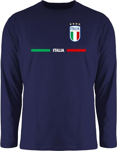 Langarmshirt Herren Langarm Shirt - Fußball EM WM - Italien Trikot Wappen | Italia mit Stolz | Italienisches Fan-Motiv - 3XL - Navy Blau - Langarm,Shirt em24 Europameisterschaft Italy Longsleeve von Shirtracer