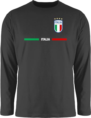 Langarmshirt Herren Langarm Shirt - Fußball EM WM - Italien Trikot Wappen | Italia mit Stolz | Italienisches Fan-Motiv - L - Schwarz - Langarm,Shirt em24 Europameisterschaft Italy Longsleeve von Shirtracer