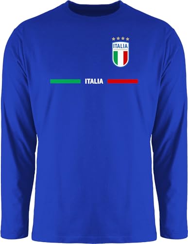 Langarmshirt Herren Langarm Shirt - Fußball EM WM - Italien Trikot Wappen | Italia mit Stolz | Italienisches Fan-Motiv - XL - Royalblau - Langarm,Shirt em24 Europameisterschaft Italy Longsleeve von Shirtracer