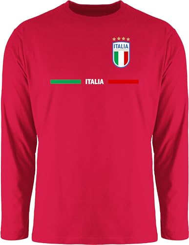 Langarmshirt Herren Langarm Shirt - Fußball EM WM - Italien Trikot Wappen | Italia mit Stolz | Italienisches Fan-Motiv - XXL - Rot - Langarm,Shirt em24 Europameisterschaft Italy Longsleeve von Shirtracer