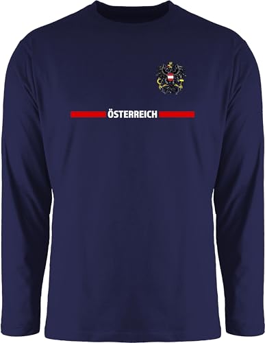 Langarmshirt Herren Langarm Shirt - Fußball EM WM - Österreich Trikot Wappen | Österreicher mit Stolz | Österreichisches Fan-Motiv - XXL - Navy Blau - Langarm,Shirt em24 Europameisterschaft von Shirtracer