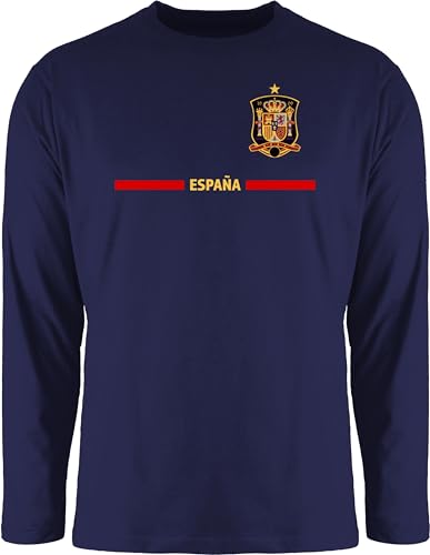 Langarmshirt Herren Langarm Shirt - Fußball EM WM - Spanisches Trikot Wappen | España mit Stolz | Spanien Fan-Motiv - L - Navy Blau - Langarm,Shirt em24 Europameisterschaft Spain Tshirt Fanartikel von Shirtracer