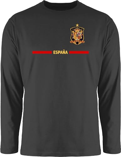 Langarmshirt Herren Langarm Shirt - Fußball EM WM - Spanisches Trikot Wappen | España mit Stolz | Spanien Fan-Motiv - S - Schwarz - Langarm,Shirt em24 Europameisterschaft Spain Tshirt Fanartikel von Shirtracer