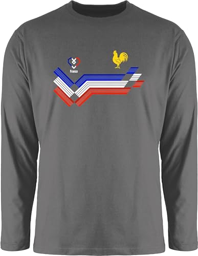 Langarmshirt Herren Langarm Shirt - Fußball WM - France Fanartikel EM | Frankreich Wappen - XL - Dunkelgrau - Langarm,Shirt em24 Europameisterschaft Trikot Fussball 2024 fu Ball Fussball-wm von Shirtracer