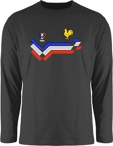 Langarmshirt Herren Langarm Shirt - Fußball WM - France Fanartikel EM | Frankreich Wappen - XL - Schwarz - Langarm,Shirt em24 Europameisterschaft Trikot Fussball 2024 fu Ball Fussball-wm fußballer von Shirtracer