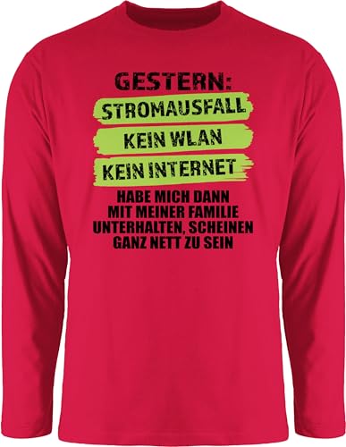 Langarmshirt Herren Langarm Shirt - Gaming - Gestern Stromausfall Kein WLAN Kein Internet I Lustiger Gamer Spruch - M - Rot - Game Longsleeve zocker zocken Tshirt Longshirt Games von Shirtracer