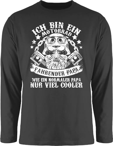 Langarmshirt Herren Langarm Shirt - Geschenk zum Vatertag - Ich Bin EIN Motorrad Fahrender Papa - L - Schwarz - Geschenke Vatertagsgeschenke sprüche Tshirt Vatertagsgeschenk Fater Tag von Shirtracer