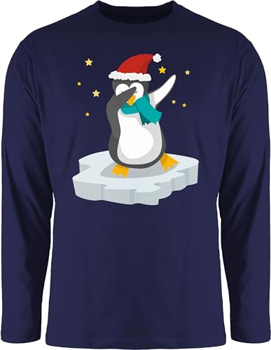 Langarmshirt Herren Langarm Shirt - Geschenke Christmas Bekleidung - Dab Pinguin Weihnachten - M - Navy Blau - Weihnachtspullover+Pinguin weihnachtsoutfit weihnachtsmotiv Dabbing Tshirt von Shirtracer