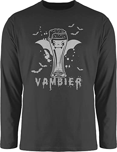 Langarmshirt Herren Langarm Shirt - Halloween - Vambier - Vampier Bier Grunge - grau - XXL - Schwarz - Haloween Outfits Oberteil t-Shirt lustig halowen Longsleeve t Helloween hellowee halooween von Shirtracer