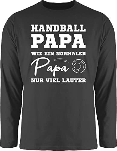 Langarmshirt Herren Langarm Shirt - WM 2023 Trikot Ersatz - Handball Papa wie EIN normaler Papa nur viel lauter weiß - 3XL - Schwarz - beachhandball Geschenke sprüche em Fan Fans Geschenk hanball von Shirtracer