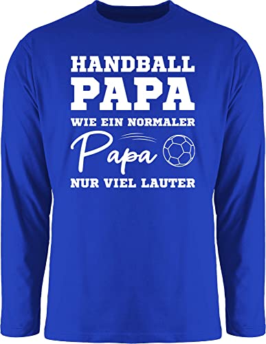 Langarmshirt Herren Langarm Shirt - WM 2023 Trikot Ersatz - Handball Papa wie EIN normaler Papa nur viel lauter weiß - L - Royalblau - Handballer beachhandball em Fan Geschenke Fans sprüche von Shirtracer