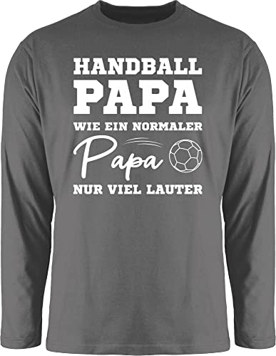 Langarmshirt Herren Langarm Shirt - WM 2023 Trikot Ersatz - Handball Papa wie EIN normaler Papa nur viel lauter weiß - XL - Dunkelgrau - Handballer Handball, Geschenk em Geschenke sprüche Fan Fans von Shirtracer