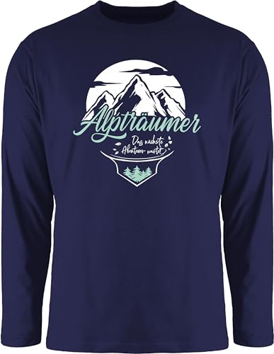 Langarmshirt Herren Langarm Shirt - Hobby Outfit - Alpträumer - Das nächste Abenteuer wartet - Weiß - S - Navy Blau - Alptraum Langarmshirts alpträume Tshirt für von Shirtracer