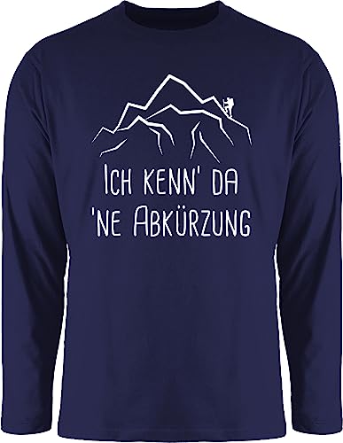 Langarmshirt Herren Langarm Shirt - Hobby Outfit - Ich Kenn' da 'ne Abkürzung - M - Navy Blau - Longsleeve Berge Berg Tshirt Hiking Langarmshirts Wander Shirts wandern Oberteil Wanderer für von Shirtracer