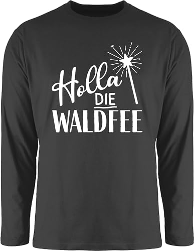 Langarmshirt Herren Langarm Shirt - Karneval & Fasching - Holla die Waldfee | Waldfee Kostüm - 3XL - Schwarz - Faschings Oberteile Karnevals fee Oberteil faschingsshirt fassenacht feen Shirts von Shirtracer