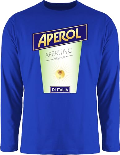Langarmshirt Herren Langarm Shirt - Karneval & Fasching - Aperol Aperitivo Kostüm Flaschen Verkleidung I - XXL - Royalblau - Faschings Oberteile Karnevals getränk Oberteil faschingsshirt von Shirtracer