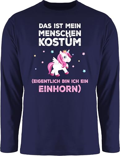 Langarmshirt Herren Langarm Shirt - Karneval & Fasching - Das ist Mein Menschen Kostüm eigentlich Bin ich EIN Einhorn süß I Fastnacht I Fasnacht I Fasnet - 3XL - Navy Blau - Faschings Oberteile von Shirtracer