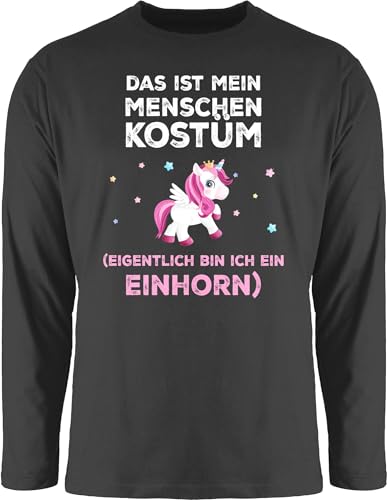 Langarmshirt Herren Langarm Shirt - Karneval & Fasching - Das ist Mein Menschen Kostüm eigentlich Bin ich EIN Einhorn süß I Fastnacht I Fasnacht I Fasnet - XL - Schwarz - Faschings Oberteile von Shirtracer