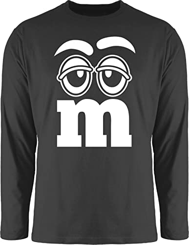 Langarmshirt Herren Langarm Shirt - Karneval & Fasching - Faschingskostüm Gruppenkostüm M&M Aufdruck Gesicht I M und M I MM Augen I Fastnacht I Fasnacht I Fasnet - L - Schwarz - Faschings t von Shirtracer