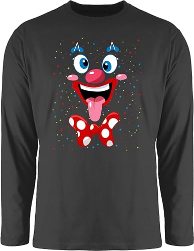 Langarmshirt Herren Langarm Shirt - & - Clown Gesicht Kostüm Karneval Clownkostüm Lustig Fasching I Fastnacht I Fasnacht I Fasnet - L - Schwarz - Faschings Oberteile Karnevals Clowns Tshirt von Shirtracer