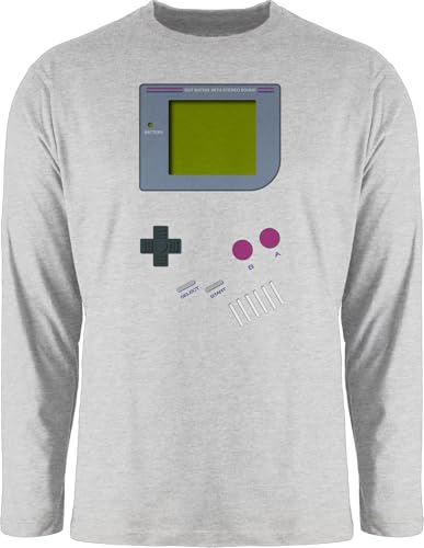 Langarmshirt Herren Langarm Shirt - Karneval & Fasching - Gameboy | Nerds I 90s I 90iger I Fastnacht I Fasnacht I Fasnet - XXL - Grau meliert - Geek Geschenke Faschings Oberteile Karnevals 90 Tshirt von Shirtracer